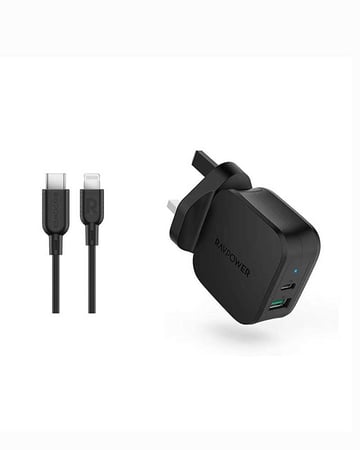 راف باور شاحن جداري 20واط + كيبل ايفون يو اس بي سي 1 م