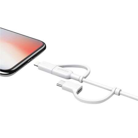 أنكر كيبل 3 في 1 - أبيض -90 سم