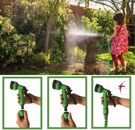 خرطوم الماء القابل للتمدد طول 15 متر بعد التمدد الكامل مع رأس بلاستيكي