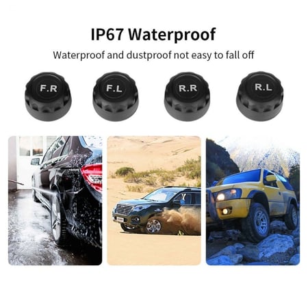 جهاز مراقبة ضغط الكفرات مزود بساعة و انذار يعمل على الطاقة الشمسية