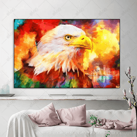 لوحة فن تجريدي لرأس صقر بخليط من الالوان
