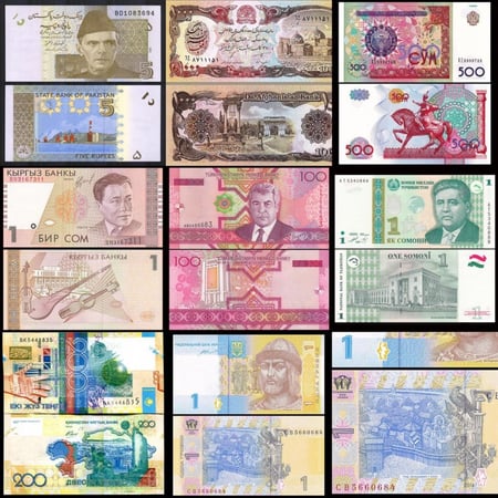 مجموعة عملات دول استان  أنسر مكونة من(7) دول + أوكرانيا هدية