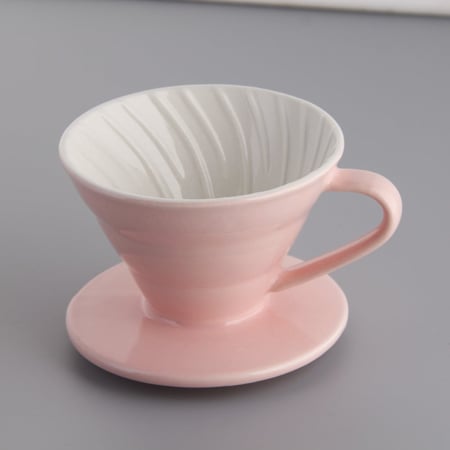 قمع تقطير قهوة V60 سيراميك وردي pink
