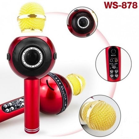 ميكروفون لاسلكي مع اضاءة ملونة موديل Ws-878