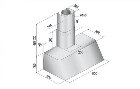 شفاط 60سم هرمي الفي إيطالي موديل ( AG60-RB )