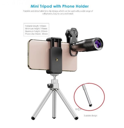 طقم عدسات للهواتف الذكية 6 في 1 ميكرسكوب تقريب 22 مرة