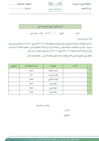 خطة التقويم الذاتي للدورة الثانية