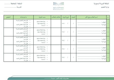 سجل زيارات أولياء الأمور