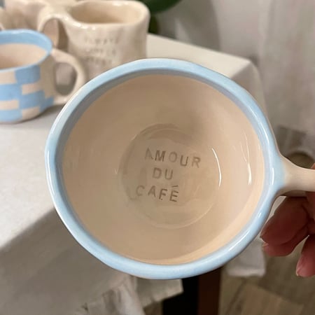 كوب Bonjour مربعات زرقاء