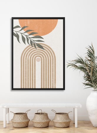 لوحة كانفاس على إطار خشبي بتصميم فن تجريدي للقمر