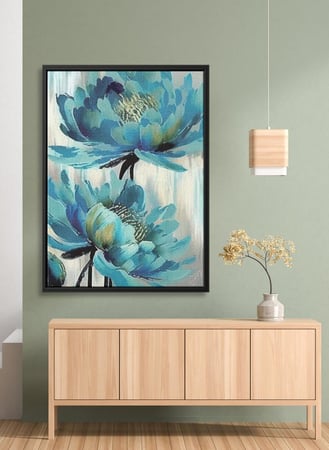 لوحة كانفاس على إطار خشبي بتصميم فن تجريدي للزهور