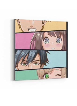 لوحة كانفاس على إطار خشبي بتصميم أنمي مجموعة من الشباب