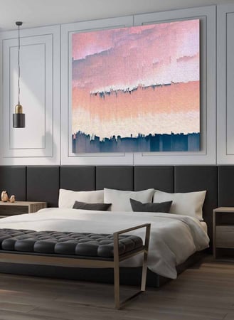 لوحة كانفاس مربع على إطار خشبي، تصميم فن تجريدي للسماء، للمنزل، غرفة المعيشة، المكتب، الديكور