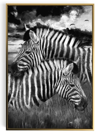 لوحة كانفاس على إطار خشبي بتصميم لوحة زيتية حمار وحشى