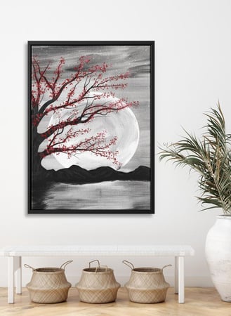 لوحة كانفاس على إطار خشبي بتصميم ضوء القمر