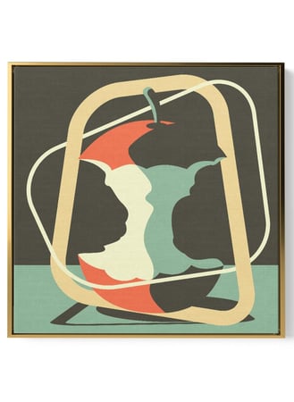 لوحة كانفاس على إطار خشبي بالفن التصوري لتصميم نمط فنى لتفاحة