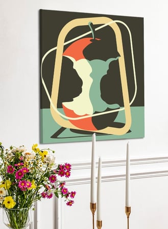 لوحة كانفاس على إطار خشبي بالفن التصوري لتصميم نمط فنى لتفاحة