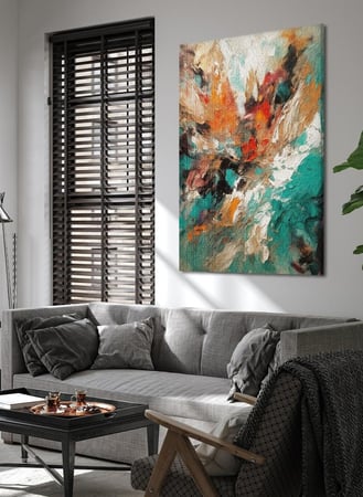 لوحة كانفاس على إطار خشبي بتصميم لوحة زيتية ملونة