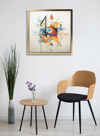 لوحة كانفاس على إطار خشبي بالفن التصوري لتصميم أشكال متداخلة