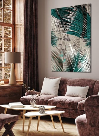 لوحة كانفاس على إطار خشبي بتصميم اشجار استوائية