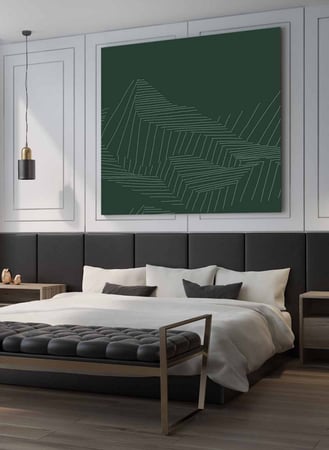 لوحة كانفاس مربع على إطار خشبي، تصميم فن تجريدي لجبل ، للمنزل، غرفة المعيشة، المكتب، الديكور