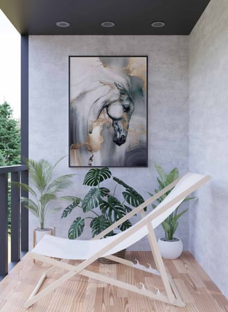 لوحة كانفاس على إطار خشبي، تصميم فن تجريدى لحصان، للمنزل، غرفة المعيشة، المكتب، الديكور