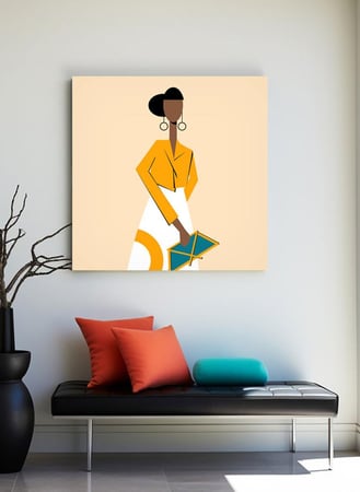 لوحة كانفاس على إطار خشبي بالفن التصوري لتصميم سيدة أنيقة