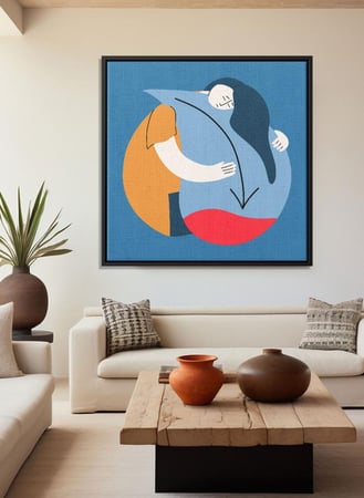 لوحة كانفاس على إطار خشبي بالفن التصوري لتصميم المعاناة وحيداً