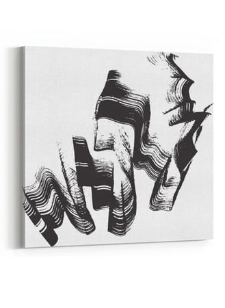 لوحة كانفاس على إطار خشبي بالفن التصوري لتصميم فرشاة سوداء