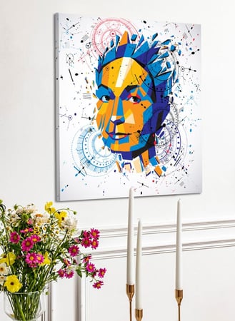 لوحة كانفاس على إطار خشبي بالفن التصوري لتصميم امرأة ذكية