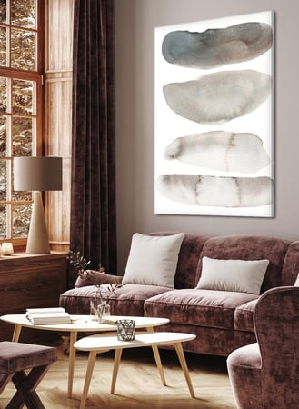 لوحة كانفاس على إطار خشبي بتصميم فن تجريدي للصخور