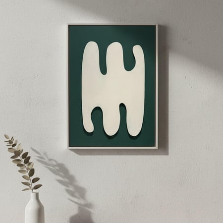 لوحة جدارية بارزة مصنوعة يدويا بتصميم عصري مع إطار أبيض – ٥٠×٧٠ سم