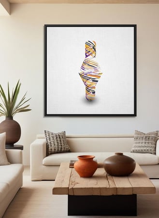 لوحة كانفاس على إطار خشبي بالفن التصوري لتصميم فن تجريدى