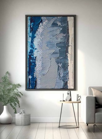 لوحة كانفاس على إطار خشبي، تصميم درجات من الرمادى، للمنزل، غرفة المعيشة، المكتب، الديكور