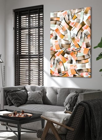 لوحة كانفاس على إطار خشبي بتصميم نمط فنى ملون