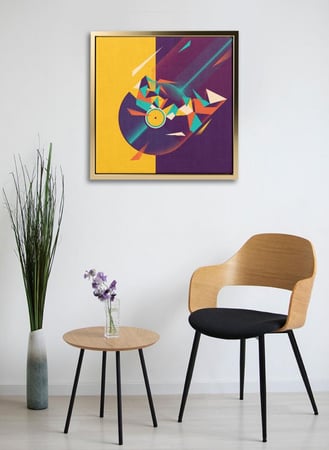 لوحة كانفاس على إطار خشبي بالفن التصوري لتصميم هيا لنحتفل