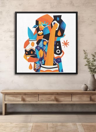 لوحة كانفاس على إطار خشبي بالفن التصوري لتصميم قوة المرأة