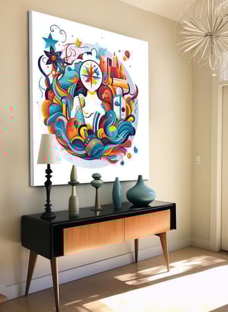 لوحة كانفاس على إطار خشبي بالفن التصوري لتصميم نمط فنى