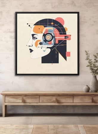 لوحة كانفاس على إطار خشبي بالفن التصوري لتصميم نمط فنى لامرأة