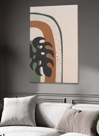 لوحة كانفاس على إطار خشبي بتصميم فن تجريدي ورقة شجر