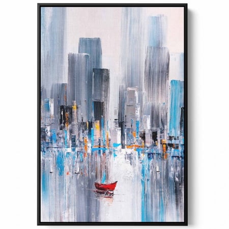 لوحة كانفاس على إطار خشبي، تصميم خليج مانهاتن، للمنزل، غرفة المعيشة، المكتب، الديكور