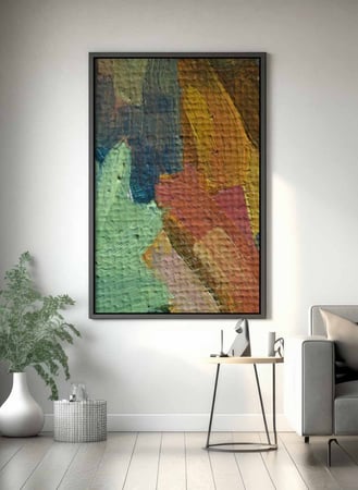 لوحة كانفاس على إطار خشبي، تصميم مزيج من الالوان، للمنزل، غرفة المعيشة، المكتب، الديكور