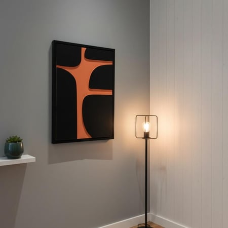 لوحة جدارية بارزة مصنوعة يدويا بتصميم عصري مع إطار أسود – ٥٠×٧٠ سم