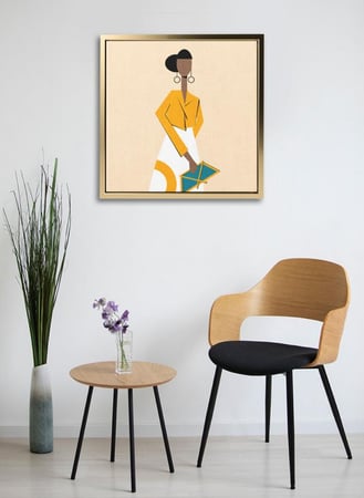 لوحة كانفاس على إطار خشبي بالفن التصوري لتصميم سيدة أنيقة