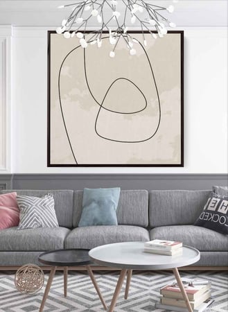 لوحة كانفاس على إطار خشبي بتصميم فن تجريدي سكندنافى