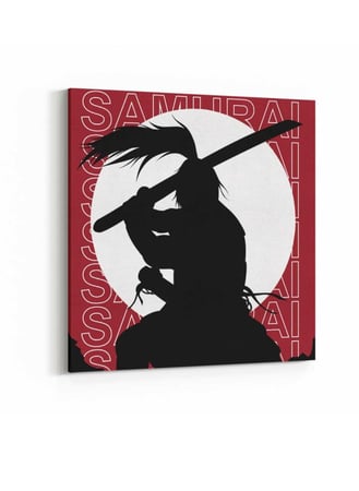 لوحة كانفاس على إطار خشبي بتصميم ظل الساموراى