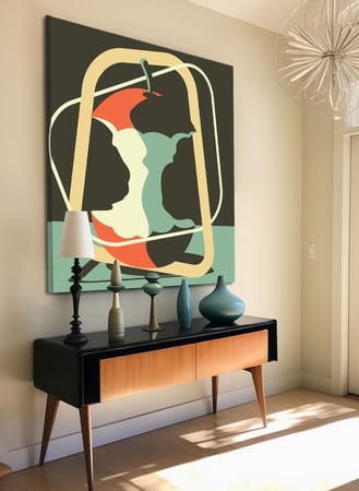 لوحة كانفاس على إطار خشبي بالفن التصوري لتصميم نمط فنى لتفاحة