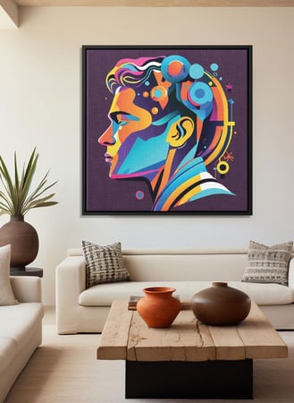 لوحة كانفاس على إطار خشبي بالفن التصوري لتصميم نمط فنى للرجل