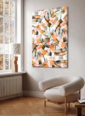 لوحة كانفاس على إطار خشبي بتصميم نمط فنى ملون