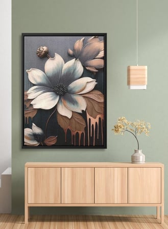 لوحة كانفاس على إطار خشبي بتصميم زهور انيقة